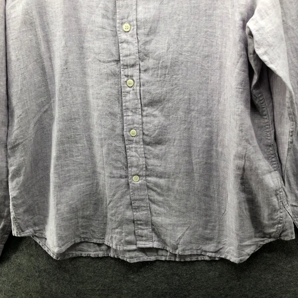 Banana Republic 100% Linen Shirt Mens M Purple Standard Fit Long Sleeve Button